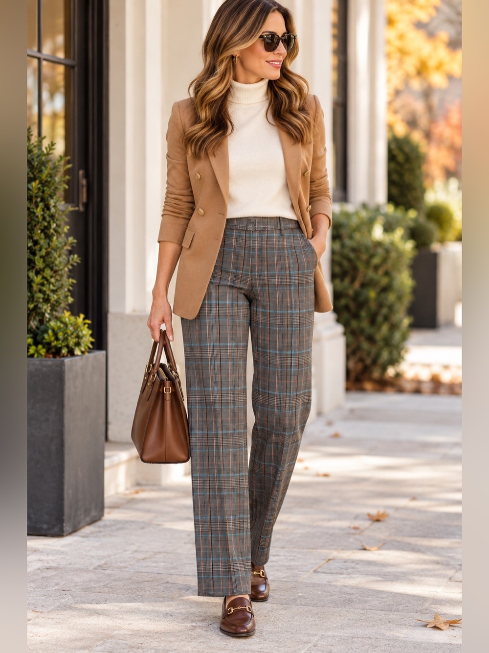 Talbots Plaid Straight Leg Pants 14 Heritage Preppy Check Trousers Stretch